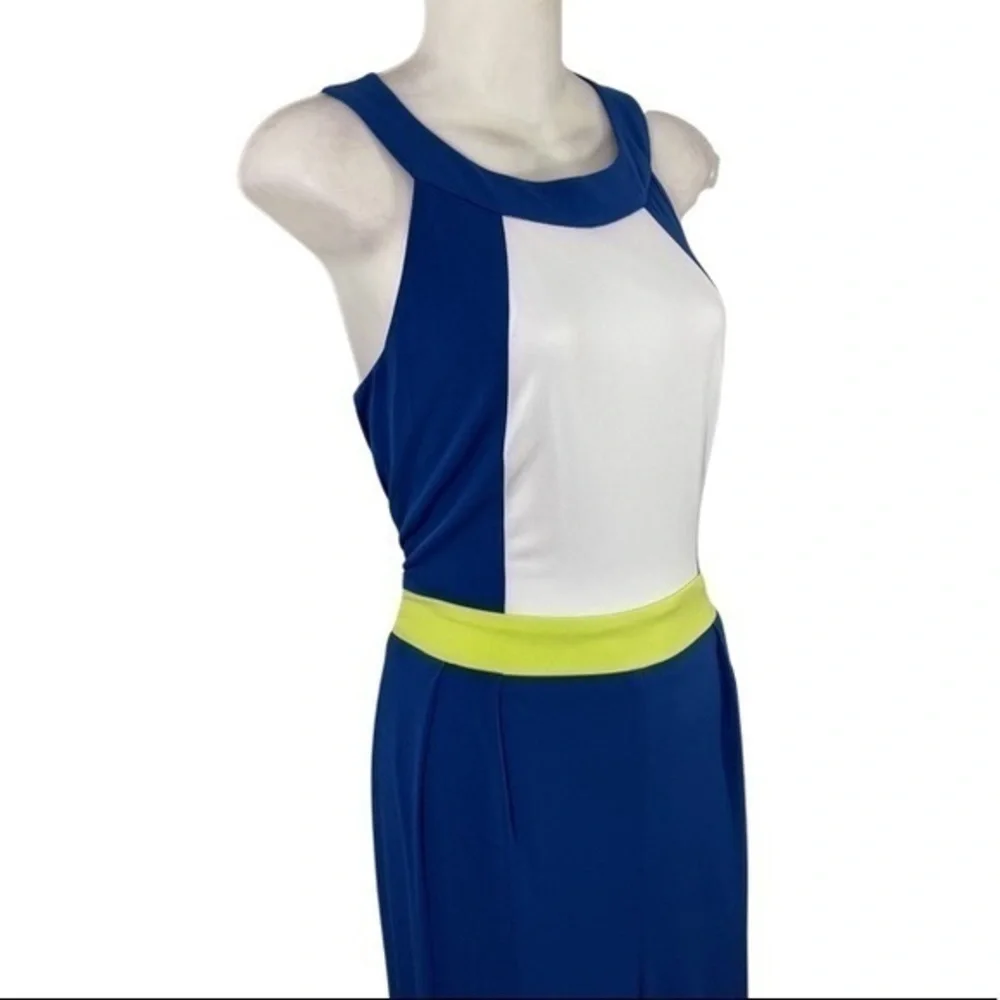 Vince Camuto blue white neon green color block jersey jumpsuit MM2